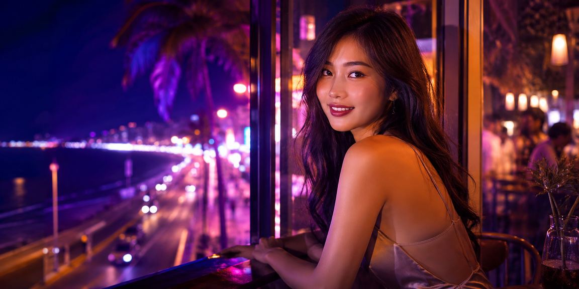 Người dùng chơi slots jackpot tại quán cà phê Phan Thiết buổi tối